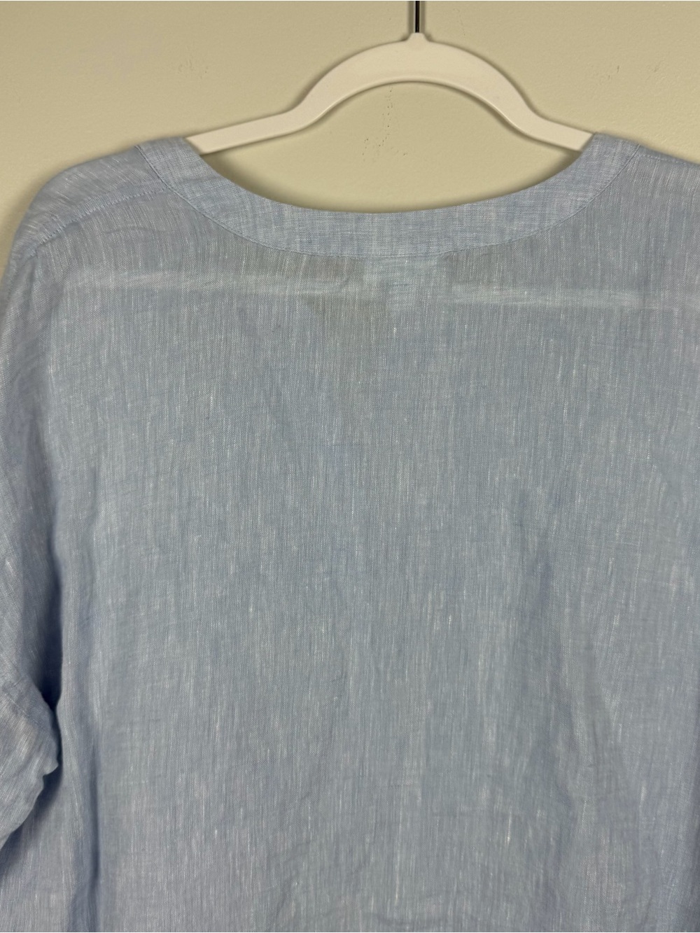J.Jill Pure 100% Linen Light Blue Chambray Tunic Top Lagenlook Coastal Large - Picture 3 of 8